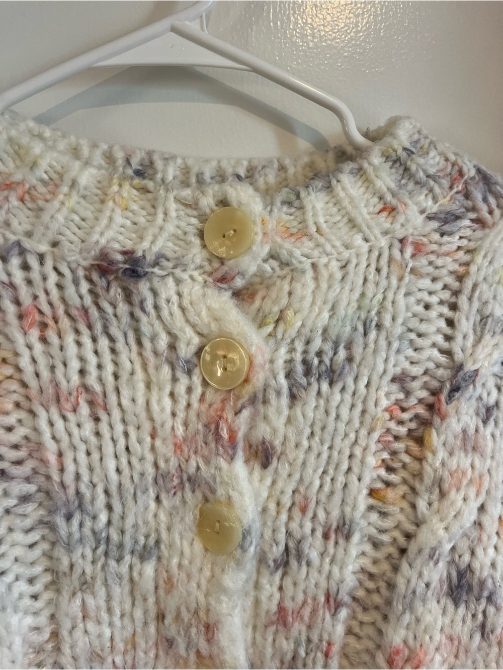 Urban Outfitters Cream Speckled Cropped Button Cardigan - Picture 4 of 4